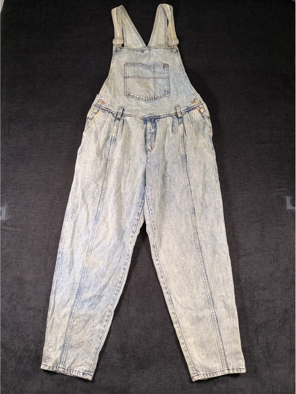Light Wash Denim Overalls with Adjustable Straps, Size Large
